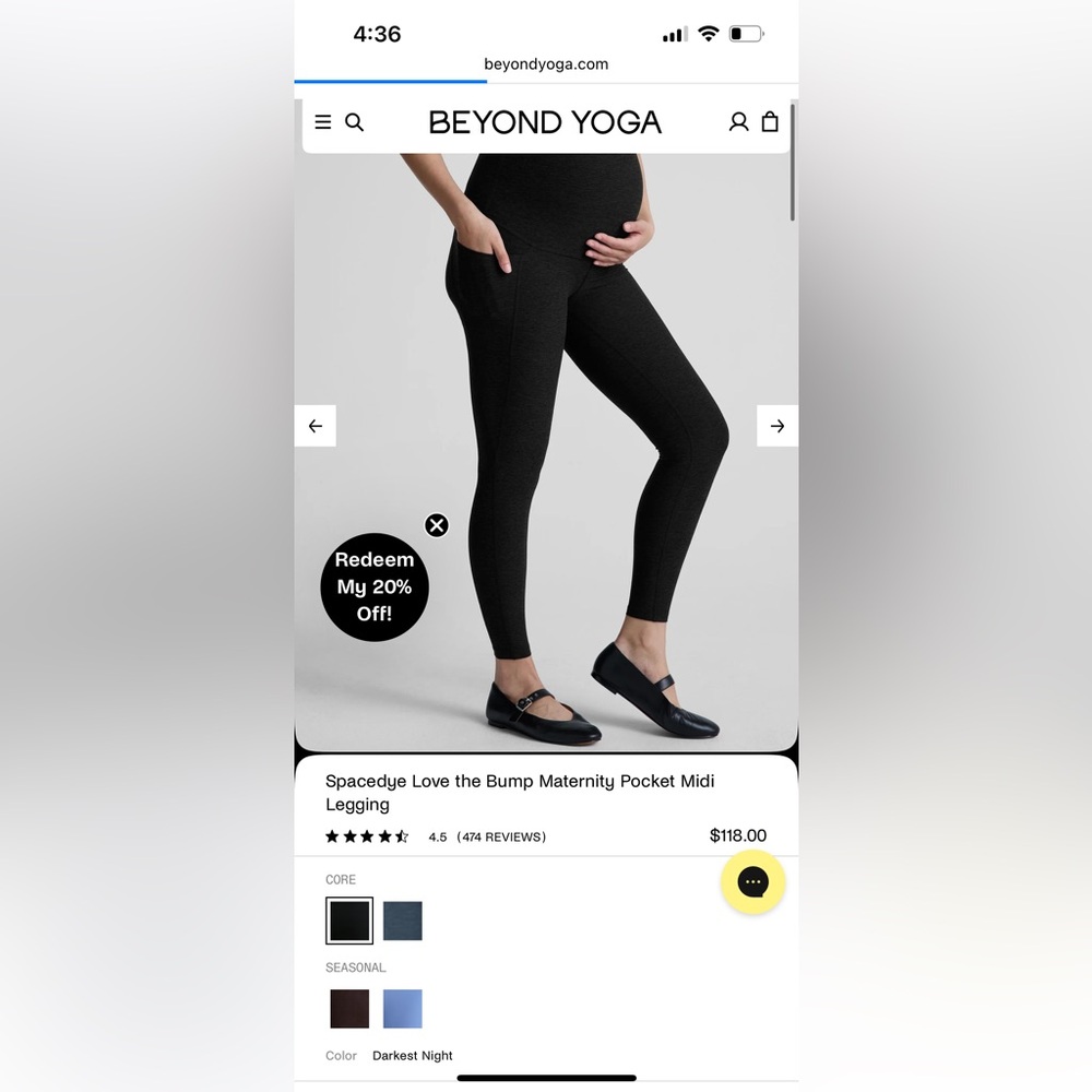 Beyond yoga love the bump maternity pocket legging